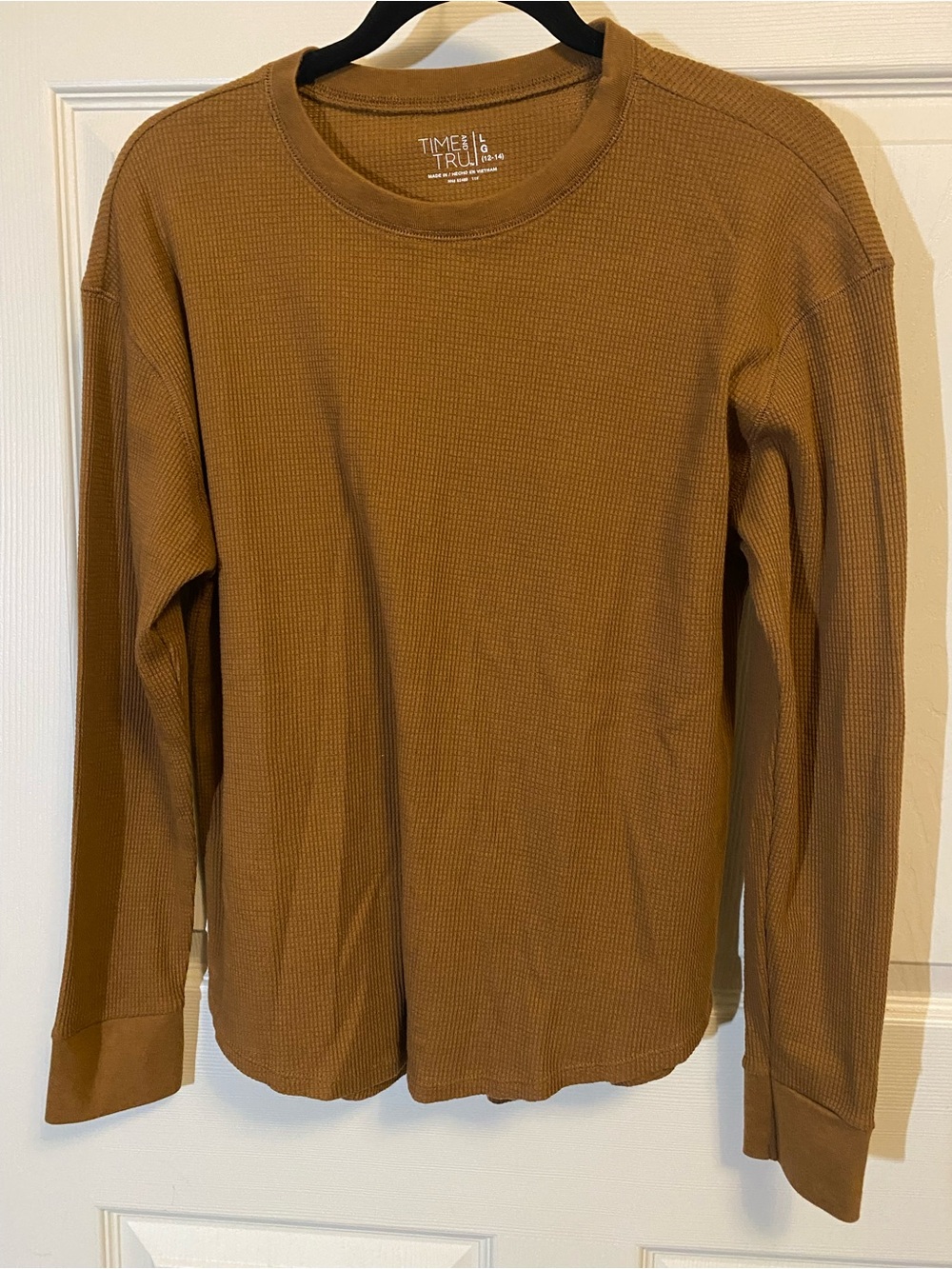 Time and Tru Men’s Long Sleeve Waffle Thermal Shirt - Caramel Brown